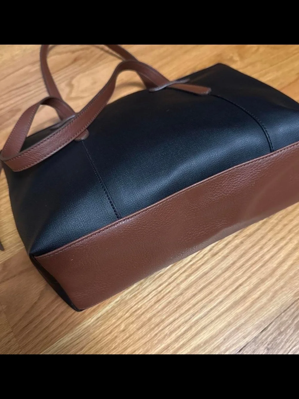 Fossil Black Tote with Brown  Logo Patch